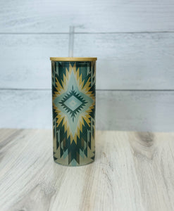 Aztec Frosted Glass Tumbler