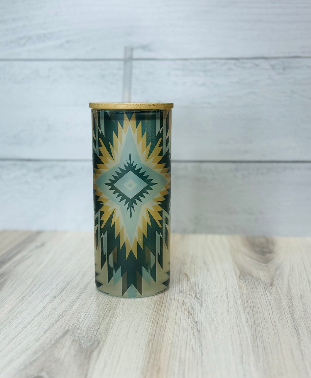 Aztec Frosted Glass Tumbler
